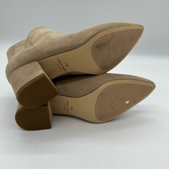 Cole Haan Elyse Bootie Chelsea Ankle Boot Women’s Size 7.5 Cream Suede Fall - Picture 10 of 12